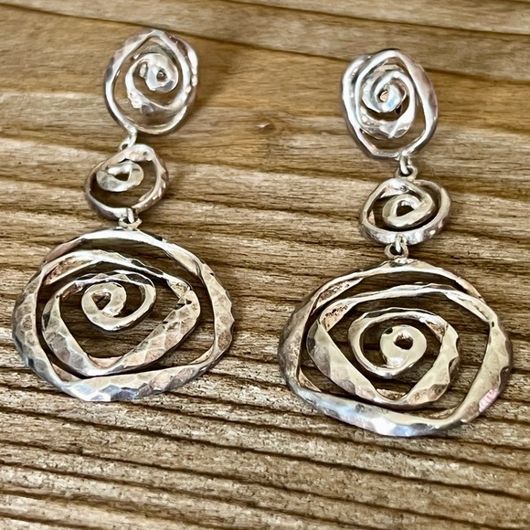 Jewelry - Vintage Sterling Silver 925 Thailand Swirl Spiral Dangle Earrings